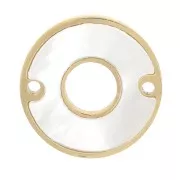12mm 304 Stainless Steel Round Hollow Spacer with Mother of Pearl - Gold Tone x1
