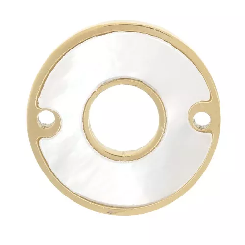 12mm 304 Stainless Steel Round Hollow Spacer with Mother of Pearl - Gold Tone x1