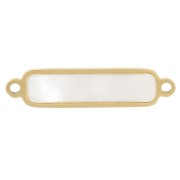 18x4mm 316L Stainless Steel Rectangle spacer with Mother of Pearl - Gold Tone x1|raw }}