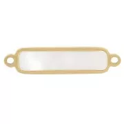 18x4mm 316L Stainless Steel Rectangle spacer with Mother of Pearl - Gold Tone x1