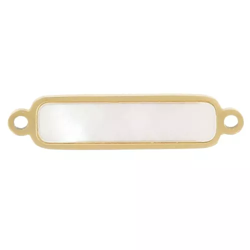 18x4mm 316L Stainless Steel Rectangle spacer with Mother of Pearl - Gold Tone x1