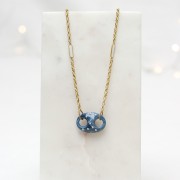 18x4mm 316L Stainless Steel Rectangle spacer with Mother of Pearl - Gold Tone x1