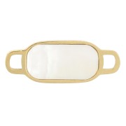 17x6mm 304 Stainless Steel Rectangle spacer with Mother of Pearl - Gold Tone x1|raw }}