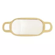 17x6mm 304 Stainless Steel Rectangle spacer with Mother of Pearl - Gold Tone x1