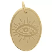 18x13mm 304 Stainless Steel Oval pendant decorated with Eye - Gold Tone x1