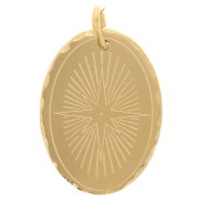 18x13mm 304 Stainless Steel Oval pendant decorated with Star - Gold Tone x1|raw }}