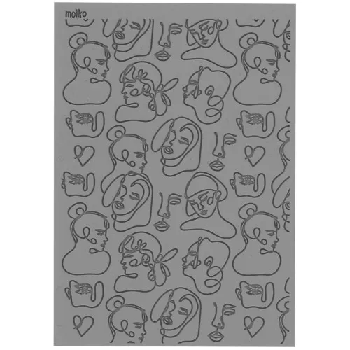 97x68mm Moiko texture sheet for polymer clay - Women's faces 17.32 x1