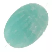 14x10mm Oval engraved scarab bead in gemstone - Amazonite x1