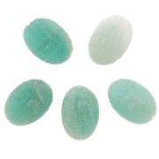 14x10mm Oval engraved scarab bead in gemstone - Amazonite x1