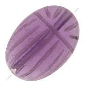 14x10mm Oval engraved scarab bead in gemstone - Amethyst x1