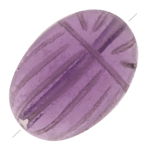 14x10mm Oval engraved scarab bead in gemstone - Amethyst x1