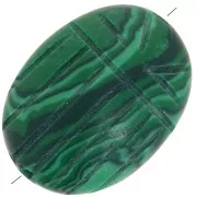 16x12mm Oval engraved scarab bead in imitation gemstone - Malachite x1