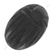 14x10mm Oval engraved scarab bead in gemstone - Black Onyx x1
