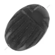 14x10mm Oval engraved scarab bead in gemstone - Black Onyx x1