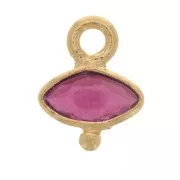 Breloque oeil gemme teintée facettée & petite boule 8x7 mm Doré Or fin - imit Ruby