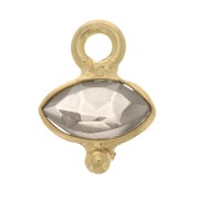 8x7mm Faceted Charm with Small Ball - Fine Gold Plated - Topaz x1