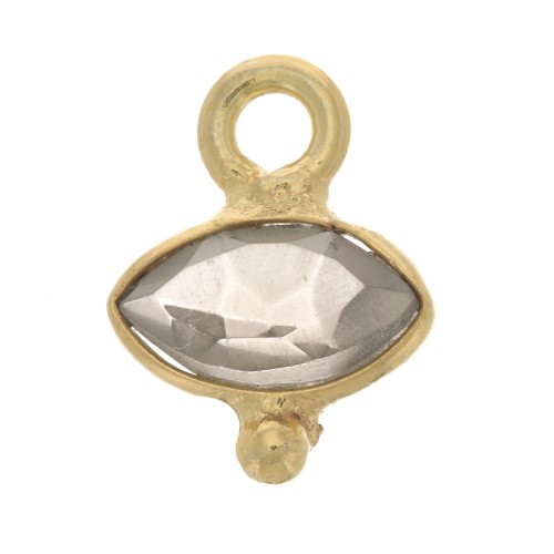 8x7mm Faceted Charm with Small Ball - Fine Gold Plated - Topaz x1
