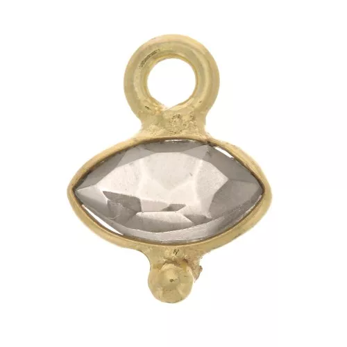 8x7mm Faceted Charm with Small Ball - Fine Gold Plated - Topaz x1