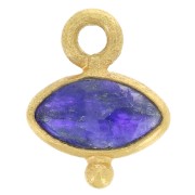 8x7mm Faceted Glass Eye Charm with Small Ball - Fine Gold Plated - Blue x1|raw }}