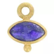 8x7mm Faceted Glass Eye Charm with Small Ball - Fine Gold Plated - Blue x1