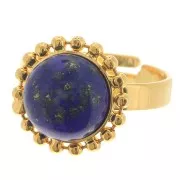 Diamond balls ring - for 10mm flat back cabochon - Size 54 to 58 - Gold Plated x1