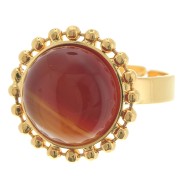 Diamond balls ring - for 12mm flat back cabochon - Size 54 to 58 - Gold Plated x1