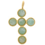 25x15mm Cross pendant for 6 flat back cabochons of 4mm - Fine Gold Plated x1