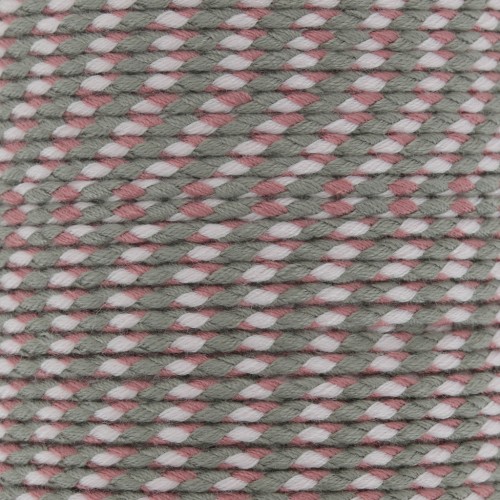 2mm Braided cotton cord - Grey - Antique pink - Light pink x1m