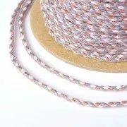 2mm Braided cotton cord - Grey - Antique pink - Light pink x1m