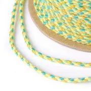 2mm Braided cotton cord - Light green - Blue - Ochre - Light yellow x1m