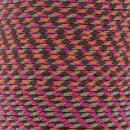 2mm Braided cotton cord - Fuchsia - Orange - Grey - Brown x1m