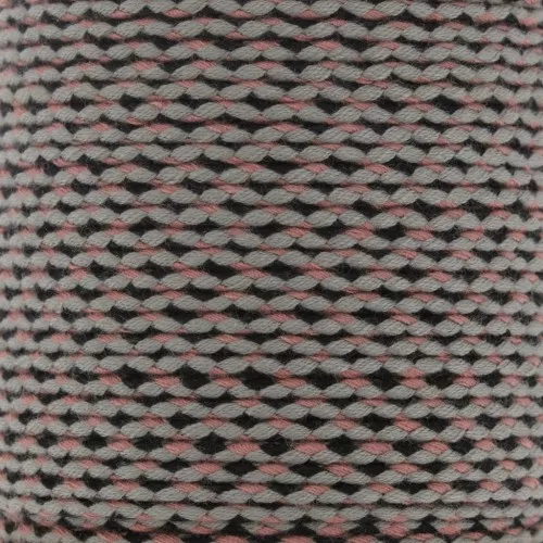2mm Braided cotton cord - Black - Grey - Antique pink x1m