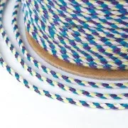 2mm Braided cotton cord - Blue - Light pink - Violet - Light yellow x1m