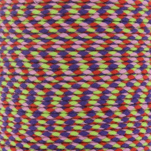 Braided cotton cord 2mm - Rouge - Rose - Vert clair - Violet foncé x1m