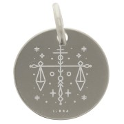 13.5mm 925 Sterling Silver Round charm - Libra Zodiac Sign x1|raw }}