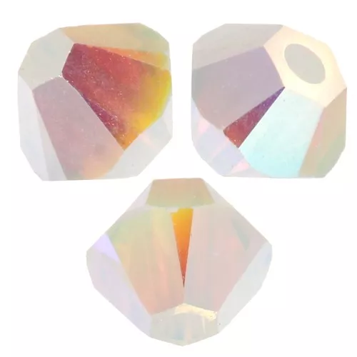 Crystal bicones PureCrystal 5328 3 mm - White Opal AB 2X x50