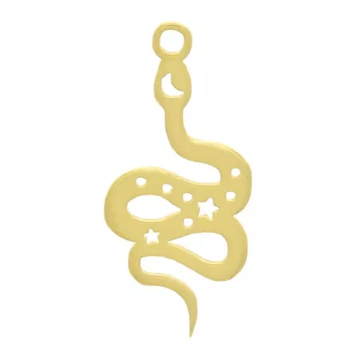 Snake charm 17x8 mm - stars & moon - Silver 925 Gilt x1