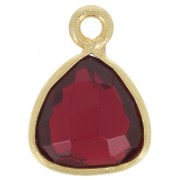 12x9mm faceted gemstone triangle Charm - Fine Gold Plated - Garnet x1|raw }}