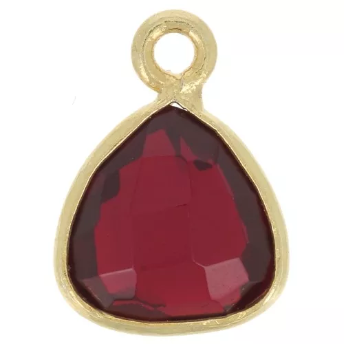12x9mm faceted gemstone triangle Charm - Fine Gold Plated - Garnet x1