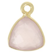 12x9mm faceted gemstone triangle Charm - Fine Gold Plated - rose Quartz x1