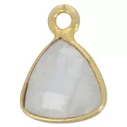 12x9mm faceted gemstone triangle Charm - Fine Gold Plated - Moonstone x1