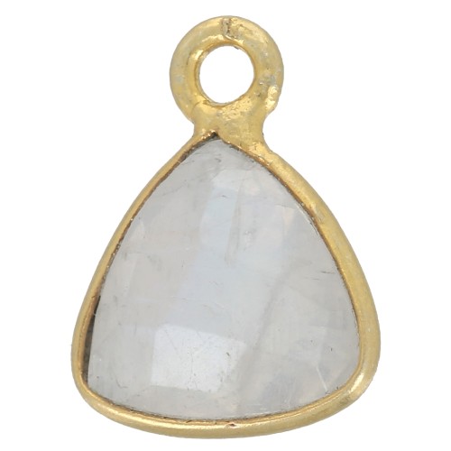 12x9mm faceted gemstone triangle Charm - Fine Gold Plated - Moonstone x1
