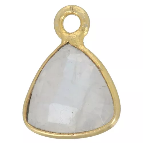 12x9mm faceted gemstone triangle Charm - Fine Gold Plated - Moonstone x1