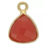 12x9mm faceted imitation gemstone triangle Charm - Fine Gold Plated - Carnelian x1