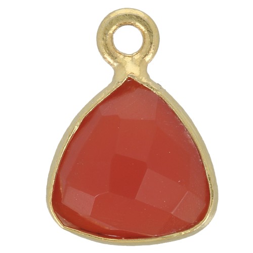 12x9mm faceted imitation gemstone triangle Charm - Fine Gold Plated - Carnelian x1