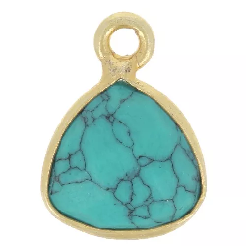 12x9mm faceted imitation gemstone triangle Charm - Fine Gold Plated - Turquoise x1