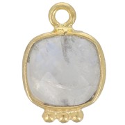 14x9mm Square Faceted Gemstone Charm - Fine Gold plated - Moonstone x1|raw }}