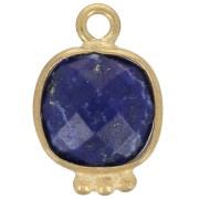 14x9mm Square Faceted Gemstone Charm - Fine Gold plated - Lapis lazulix1|raw }}