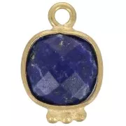 14x9mm Square Faceted Gemstone Charm - Fine Gold plated - Lapis lazulix1