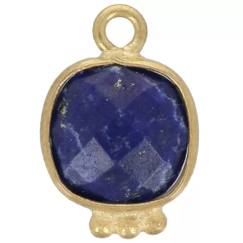14x9mm Square Faceted Gemstone Charm - Fine Gold plated - Lapis lazulix1